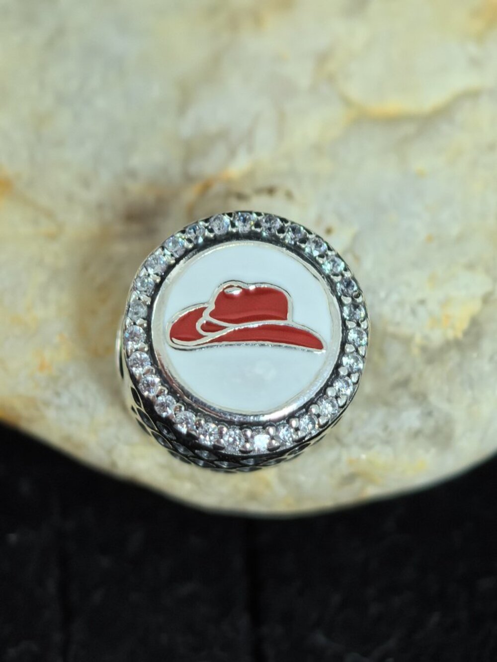 Pandora Calgary Red Cowboy hat Bead Charm Present, S925 Silver Jewelry (Women's)